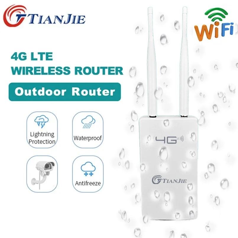 TIANJIE-Routeur WiFi extérieur 4G/persévérance, 150M sans fil, port WAN/LAN, moniteur Wi-Fi, fente pour carte I-Sim, point d\'accès, étanche, dongle