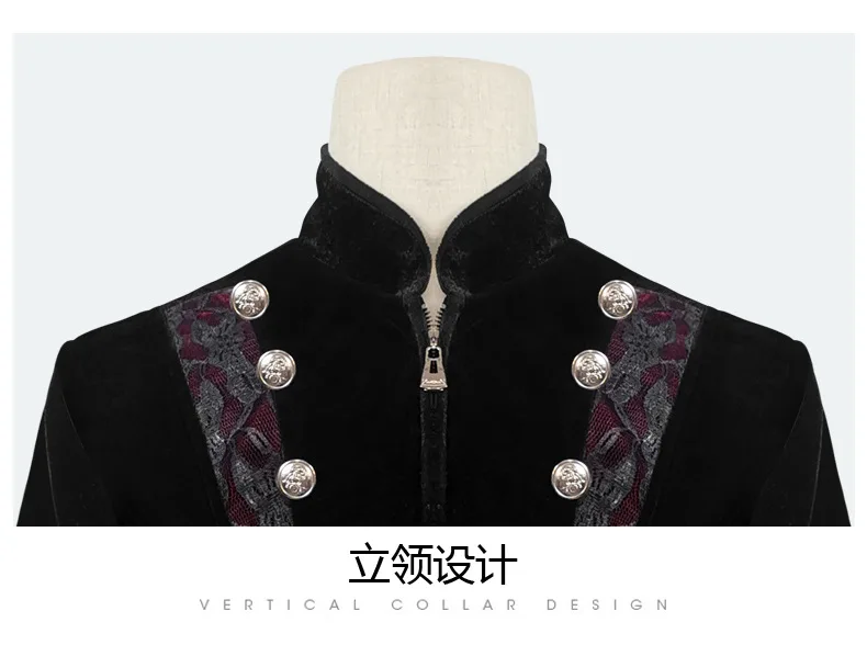 Men Tuxedo Court Vampire Cosplay Gothic Steampunk Trench Coat Frock Short Outfit Overcoat Uniform Medieval Victorian Costume