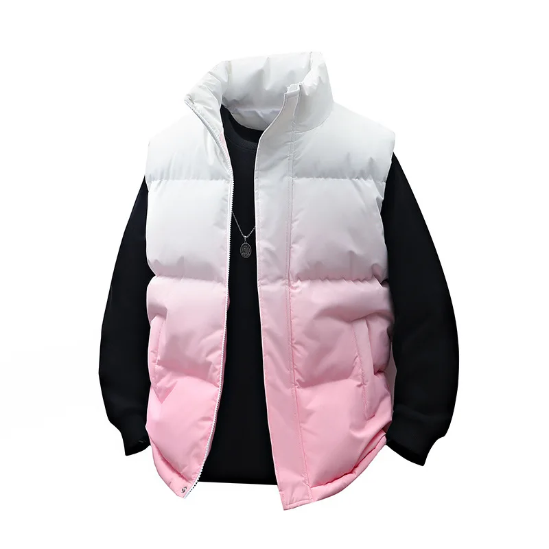 Men's Gradient Cotton-Padded Jacket Outdoor Sports Waistcoat with Large-Capacity Three-Dimensional Pocket New Men's Coat