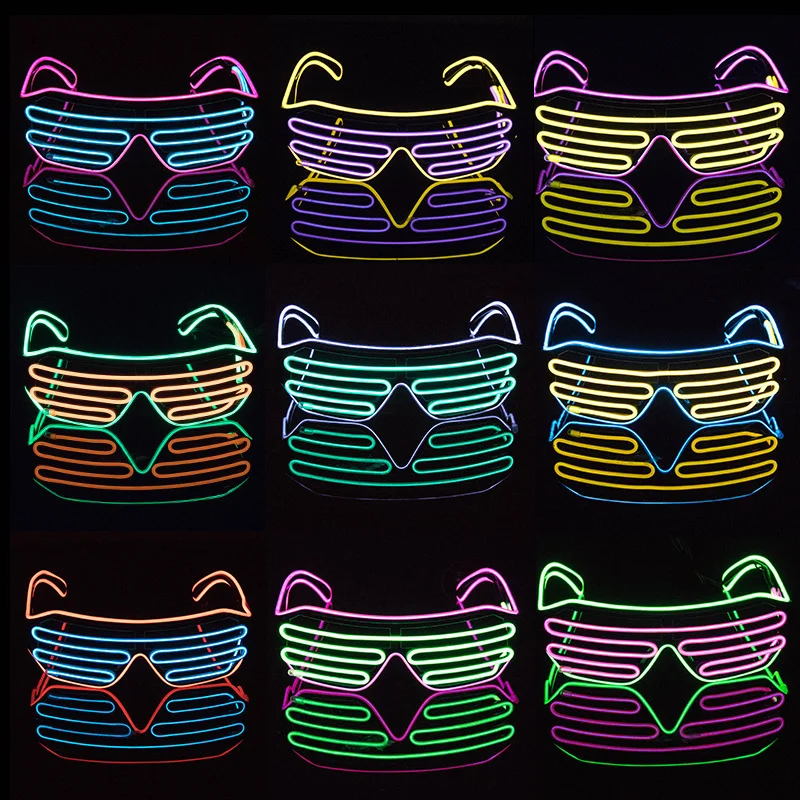 Future Punk Cyber LED Luminous Glasses Neon Glow In The Dark Goggles for Club Bar Party Disco Dance Stage Atmosphere Props