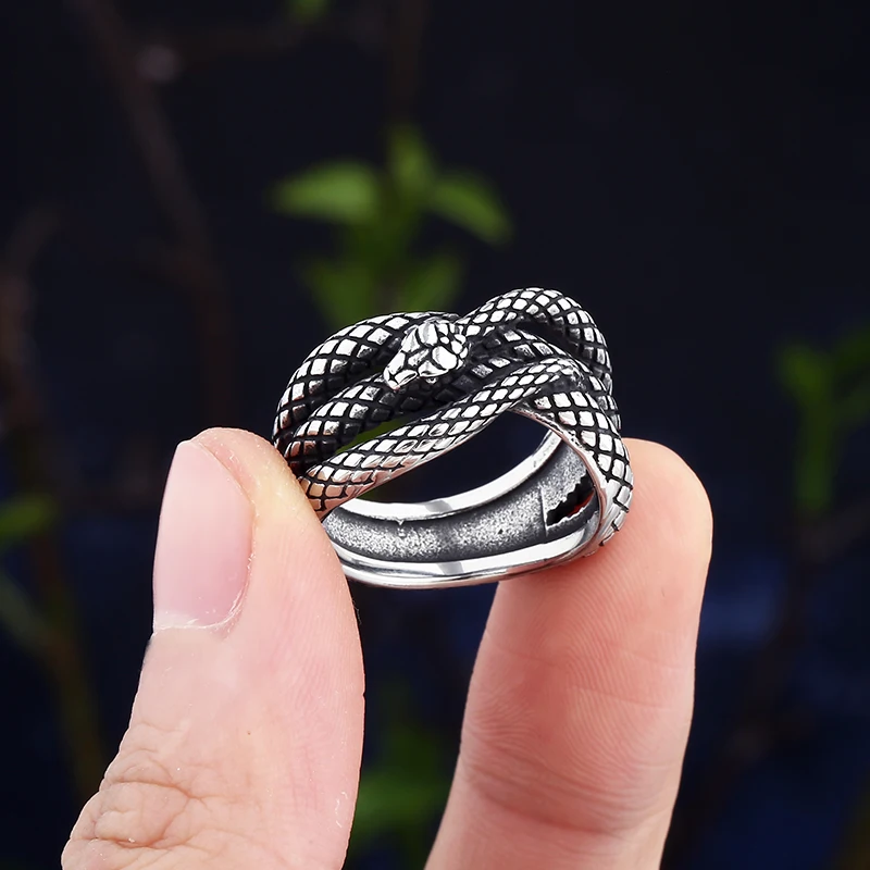 Mode 2023 Nieuwe Vintage Cool 316l Roestvrij Staal Slangenring Groothandelsprijs Voor Man Dieren Sieraden Vriendje Cadeau