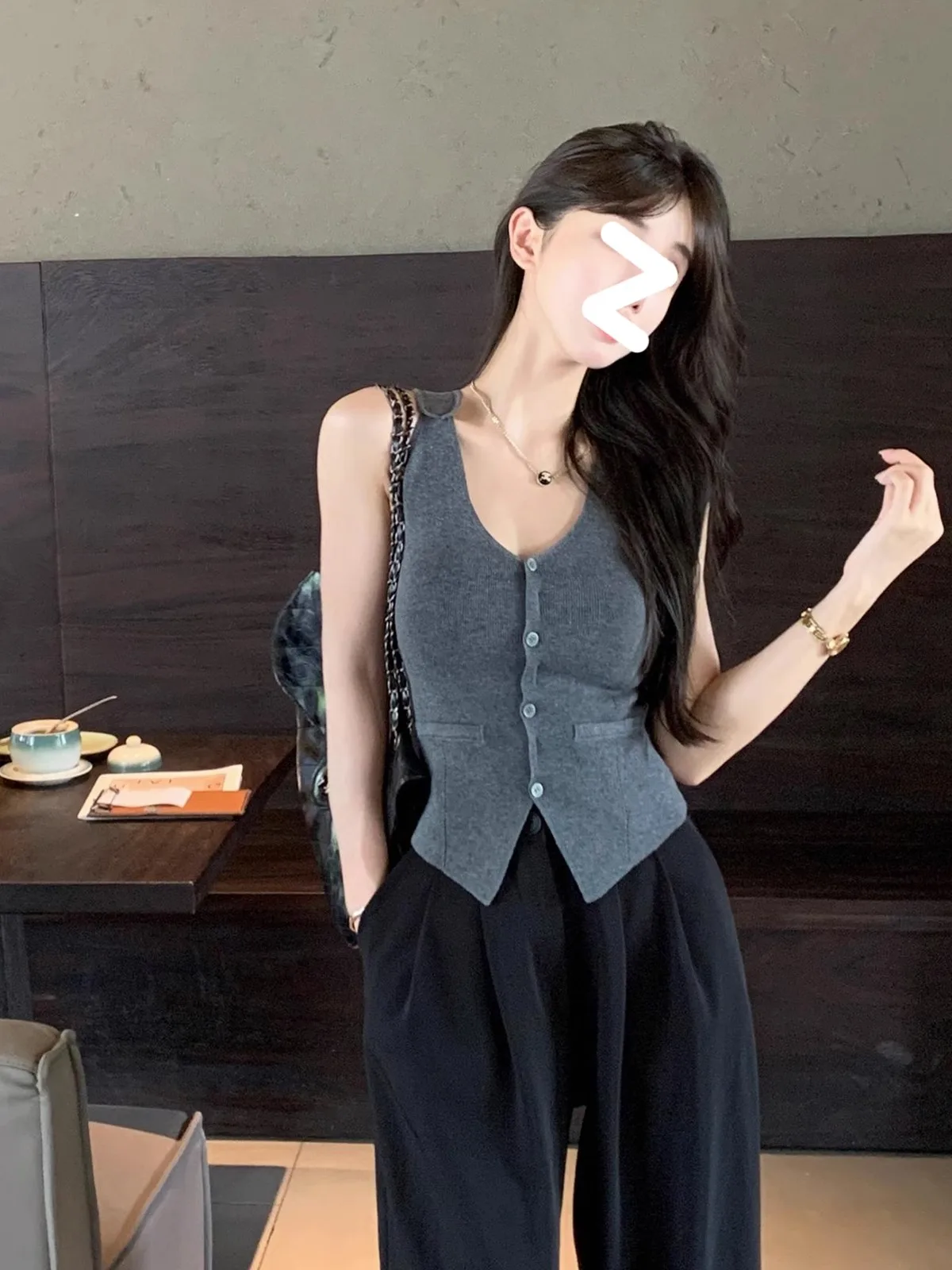 

Свитера Джемперы Жилеты Женский свитер Жилет Гранж Омбре Вязаный свободный крой Субкультура Осень Консервативный стиль Удобный повседневный