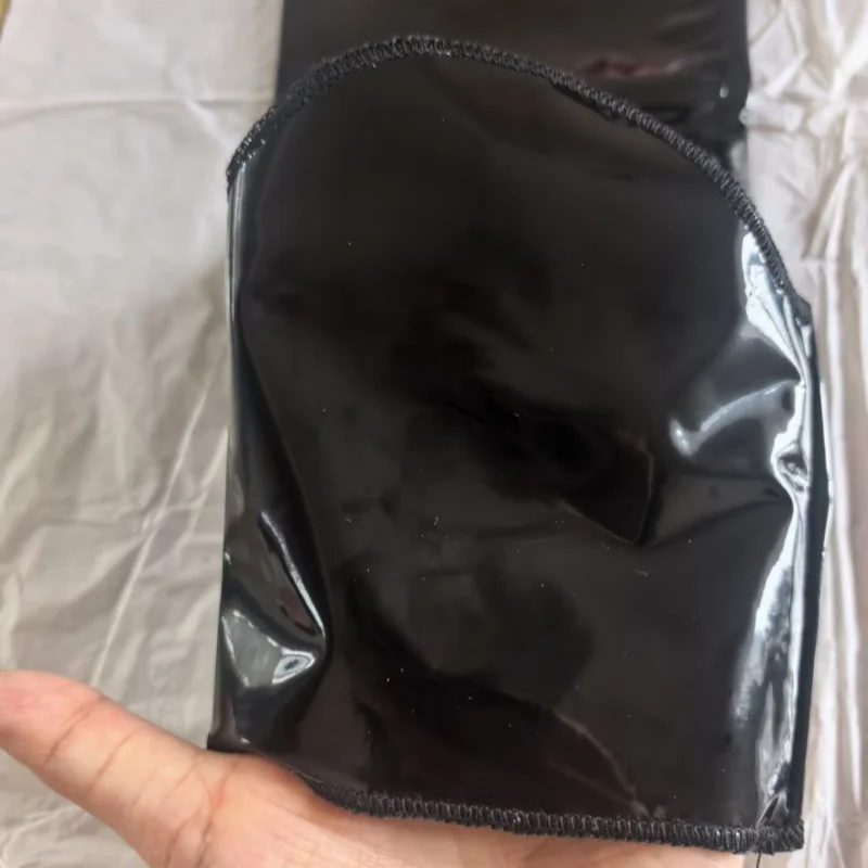 M - 4XL Plus Size Wetlook PVC-Leder Overknee-Strümpfe Damen Sexy Glänzende Ölfarbene Fußlose Strümpfe für Pole Dance Clubwear – Detail 7