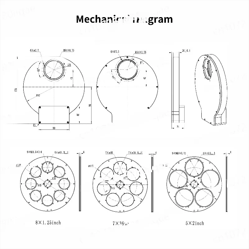 Filter Wheel AFW-M 7x36mm 5x2inch 8x1.25inch 5/7/8 hole filter astronomical telescope accessories astronomy photography