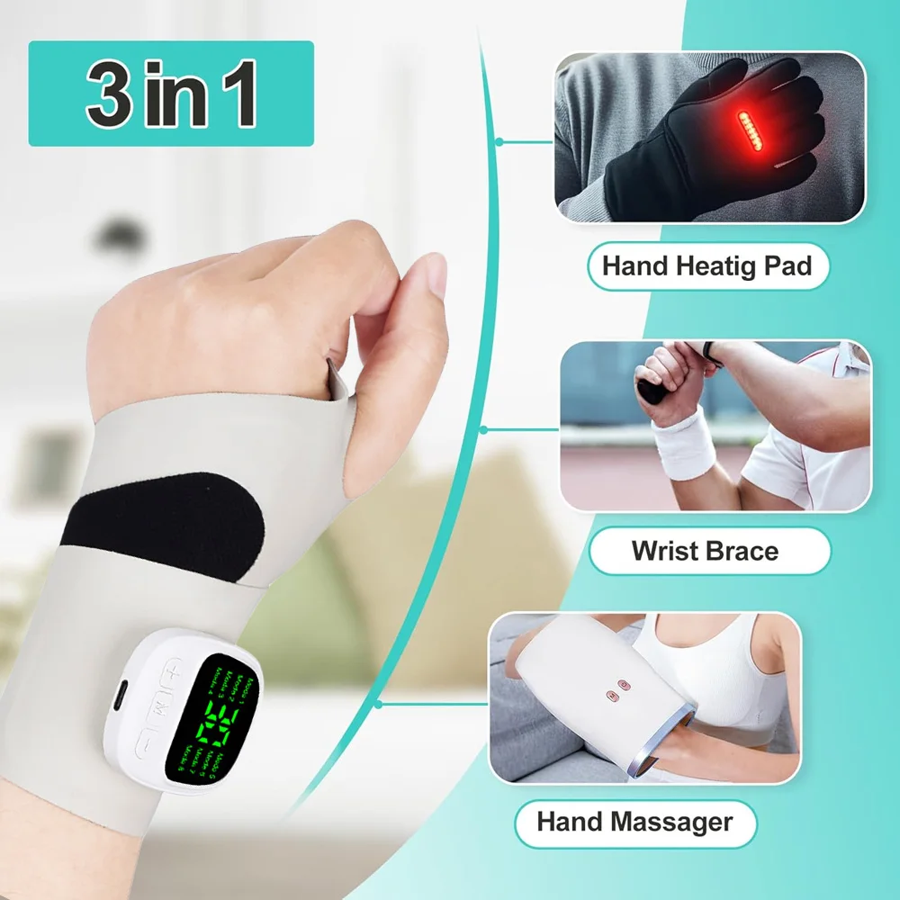EMS Wrist Massager Electric Vibration Hand Guard Band Wrist Strap Microcurrent Relieves Tenosynovitis Massage Tools Rechargeable
