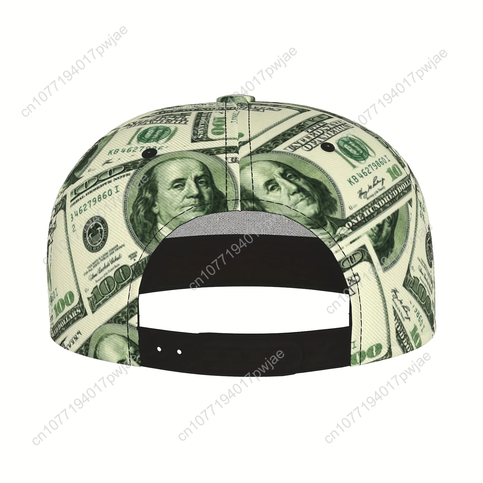 Регулируемая бейсболка унисекс Snapback — $100 Bill Design с плоскими полями в уличном стиле в стиле хип-хоп, легкая дышащая, 100% полиэстер