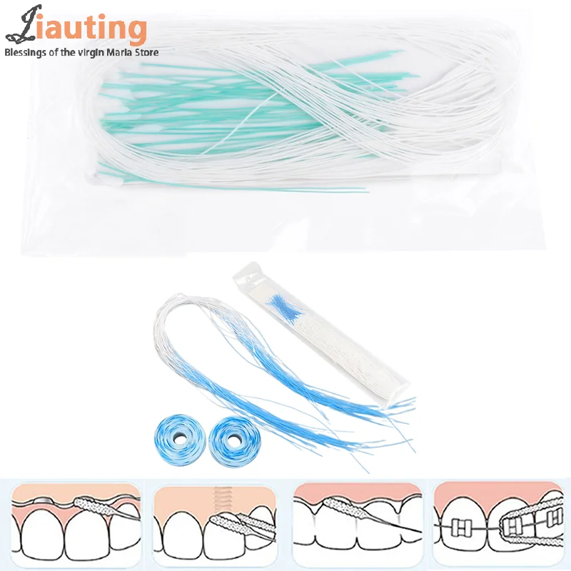 50pcs/box Threaders Tooth Floss Toothpick Tool Floss Holders Between Orthodontic Braces Bridge Dental Oral Clean