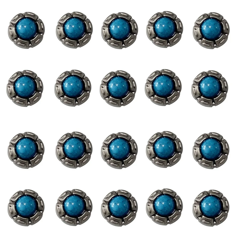 20 Pcs Mini Turquoise Decorative Buckle Leathercraft Rivets DIY Leather Decorative Buckle For DIY Craft Leather Durable Blue