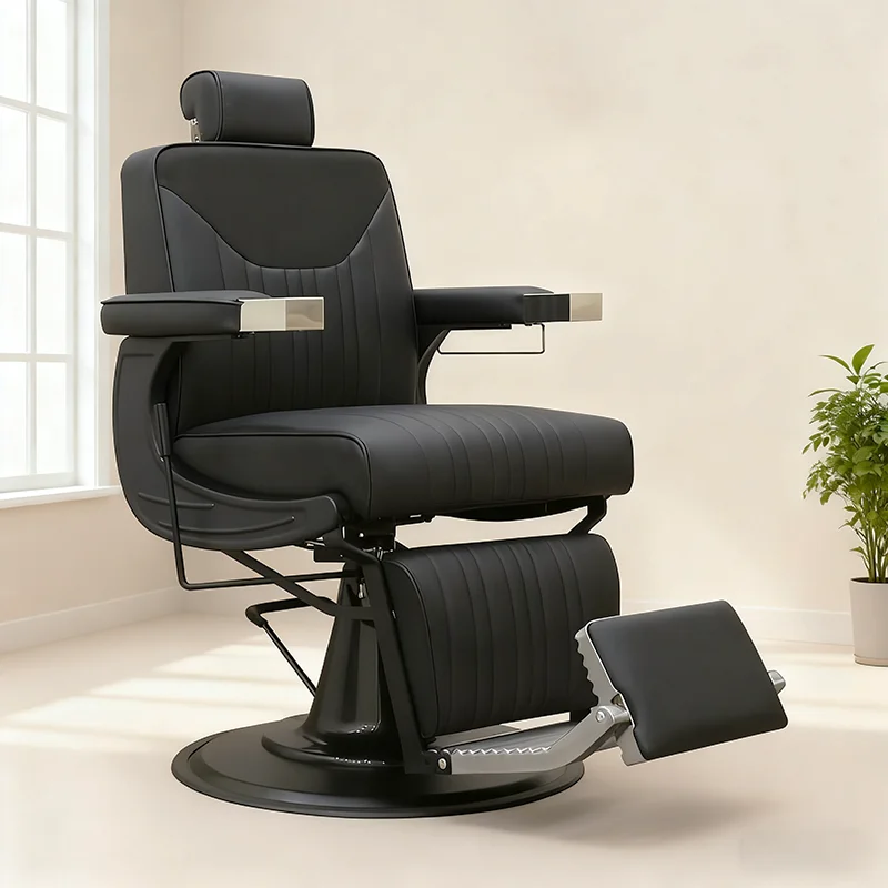 Modern Multifunction Salon Furniture Black Hairdressing Styling Chair Heavy Duty Reclining Electric Massage Barber Chair