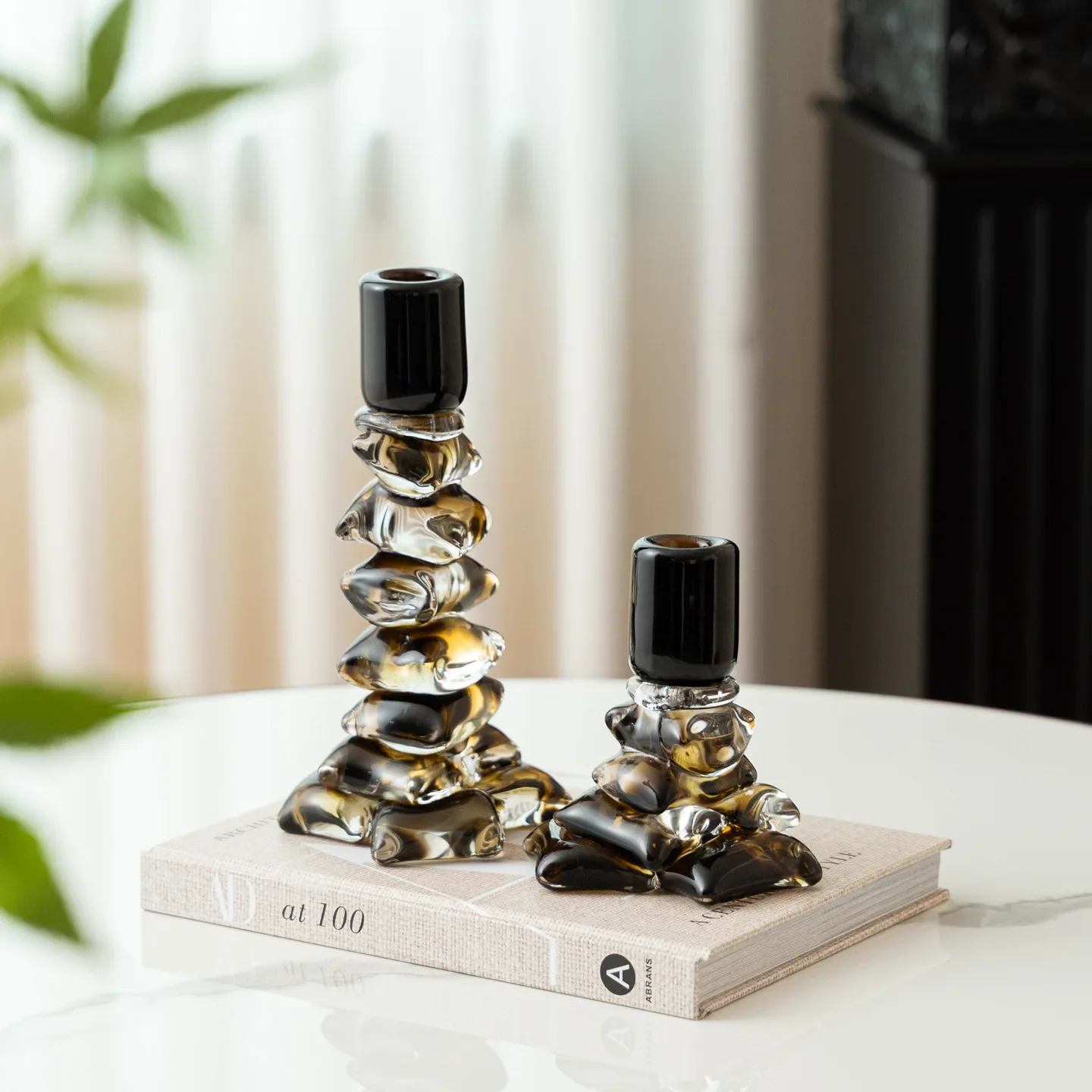 Glass Candlestick Irregular Stone Statues Stacked Together Candle Holder Candle Stick Holder Home Decoration Accessories