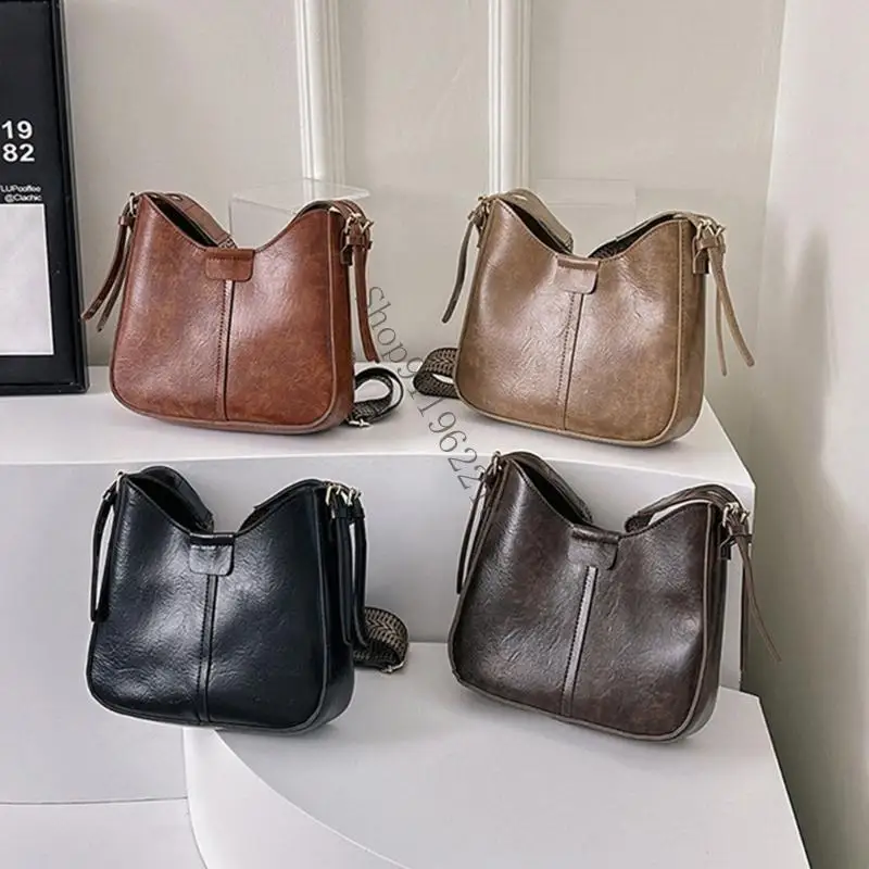 

Crossbody Bag Casual Handbag For Women PU Leather Travel Shoulder Bags Wide Strap Purse Large Capacity Satchel 066F