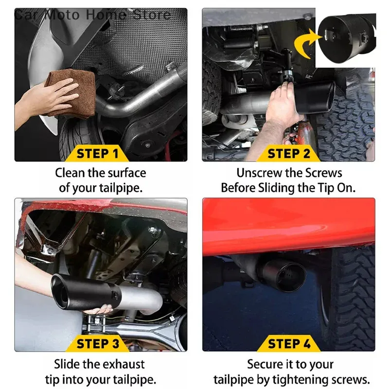 1 قطعة 63 مللي متر العالمي سيارة المزدوج منفذ العادم الفولاذ المقاوم للصدأ الأسود العادم تلميح الخمار الذيل أنبوب مزدوج أنبوب نصائح اكسسوارات السيارات #5