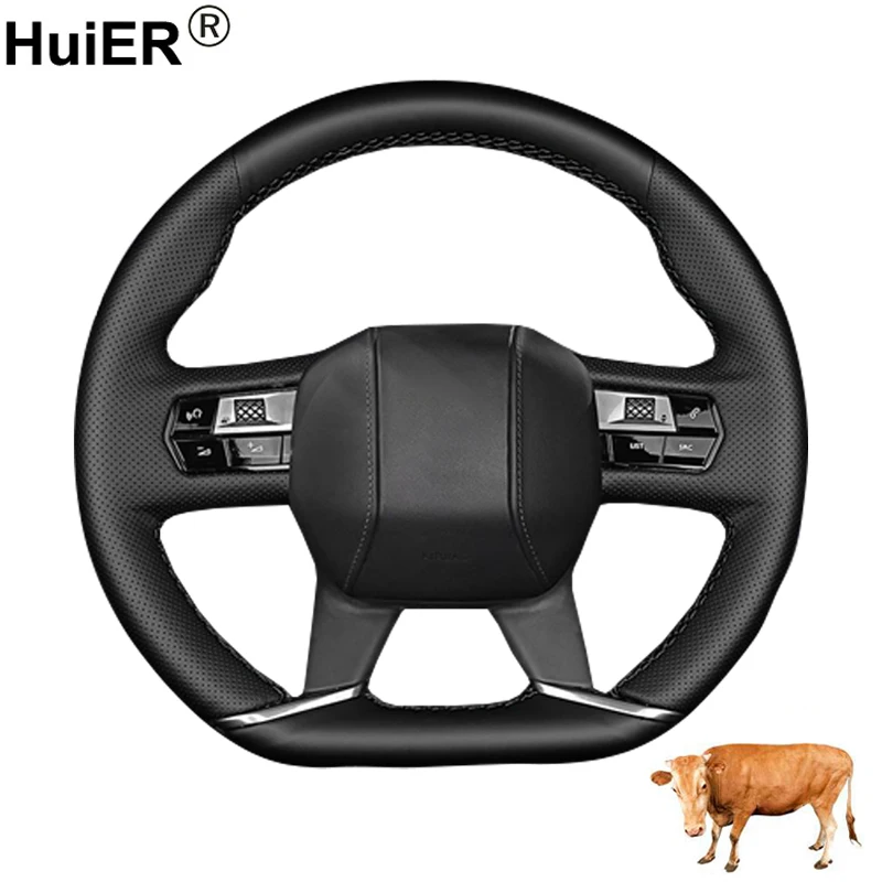 Cow True Leather Hand Sewing Car Steering Wheel Cover For Citroen DS7 Crossback 2017 - 2023 DS9 2020 - 2023 2024 DS 7 9