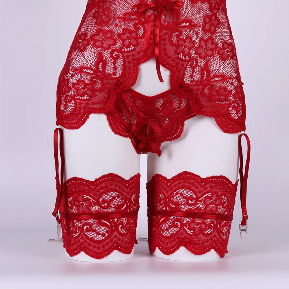 Lace Sexy Lingerie for Women Transparent Hot Porno Erotic Underwear Exotic Bra Set and Garter Lingerie Sexy Hot Porn Sleepwear