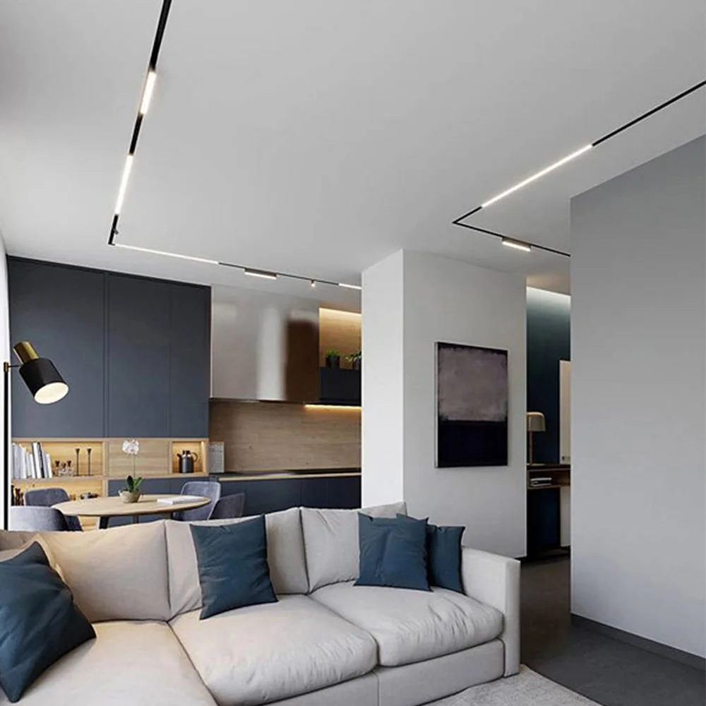 Modern Recessed Magnetic Track Light Design LED Light Track Corner Connector Magnetic Track Ceiling System Indoor Track Strip