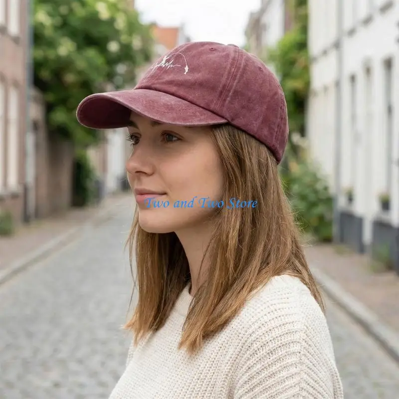 

HX6F Summer Washing Cotton Blend Baseball Cap Sunhat With Cartoon Fishing Print And Curved Brims For Outdoor Activity