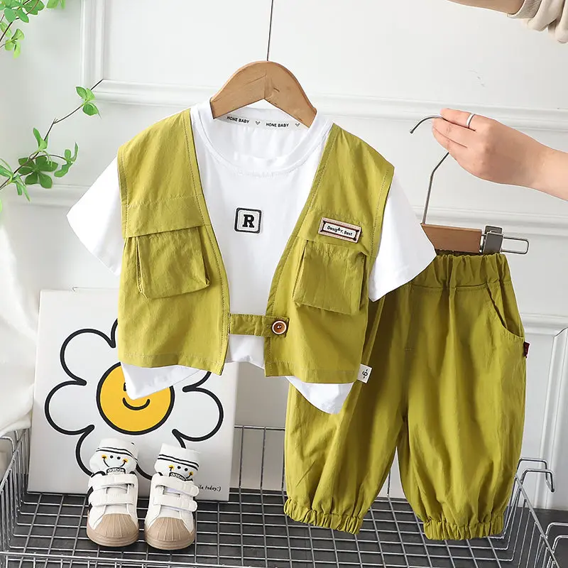 New Summer Baby Clothes Suit Children Boys Girls Gentleman T Shirt Shorts 2Pcs/Set Toddler Casual Clothing Infant Kids Tracksuit