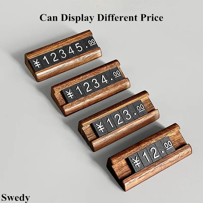 10 Sets Mini Price Label Card Sign Holder Stand Jewelry Watch Small Wood Adjustable Price Cube Tags