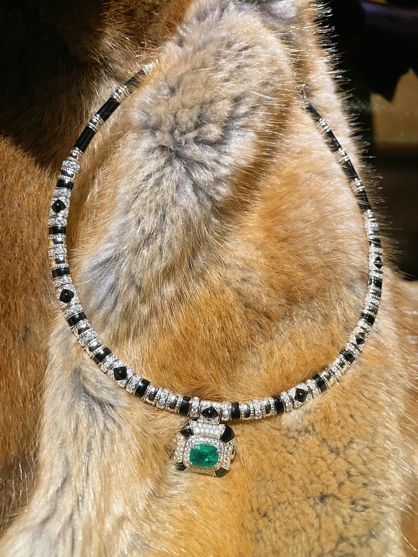 KQDANCE Luxury 925 Sterling Silver Black Enamel Created Emerald High Carbon Diamond Gemstone Necklaces For Women Fine Jewelry