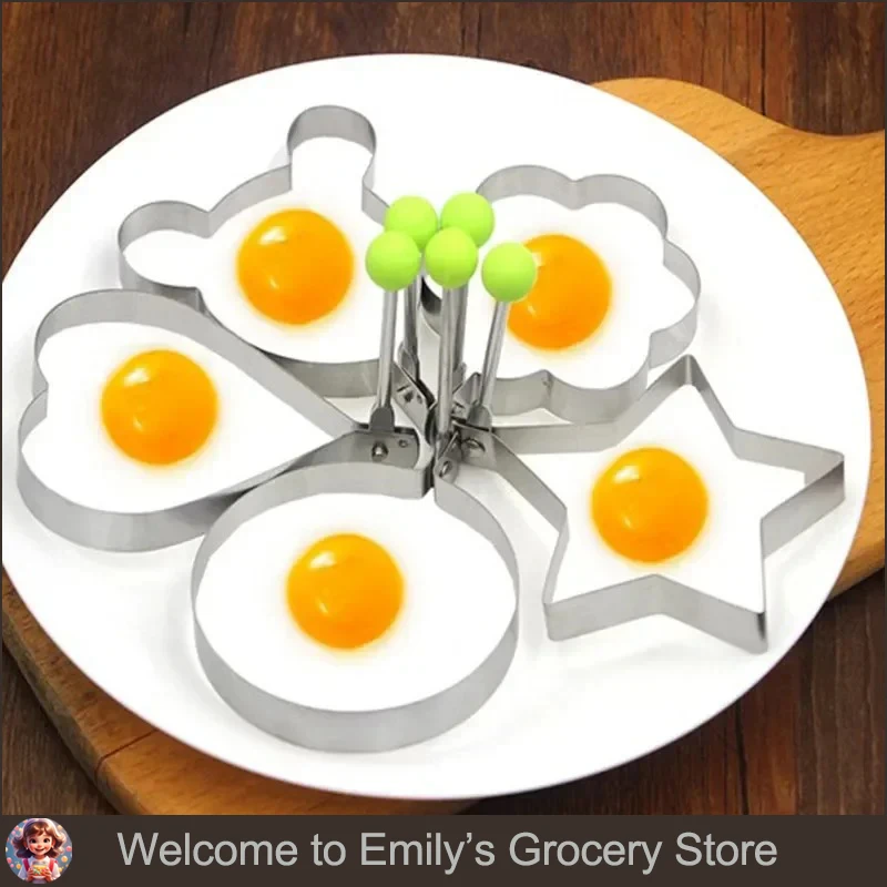 

5Pcs Stainless Steel Fried Egg Mold Heart Non-stick Pancake Maker Breakfast Baking Omelette Rings Cooking Tools Kitchen Gadget