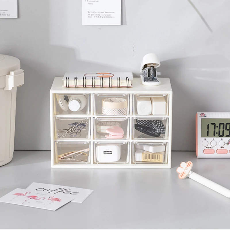 Transparent Desktop Storage Box Drawer Shelf Storage Box Container Rack Holder Organizer Cosmetic School Stationery Accessories