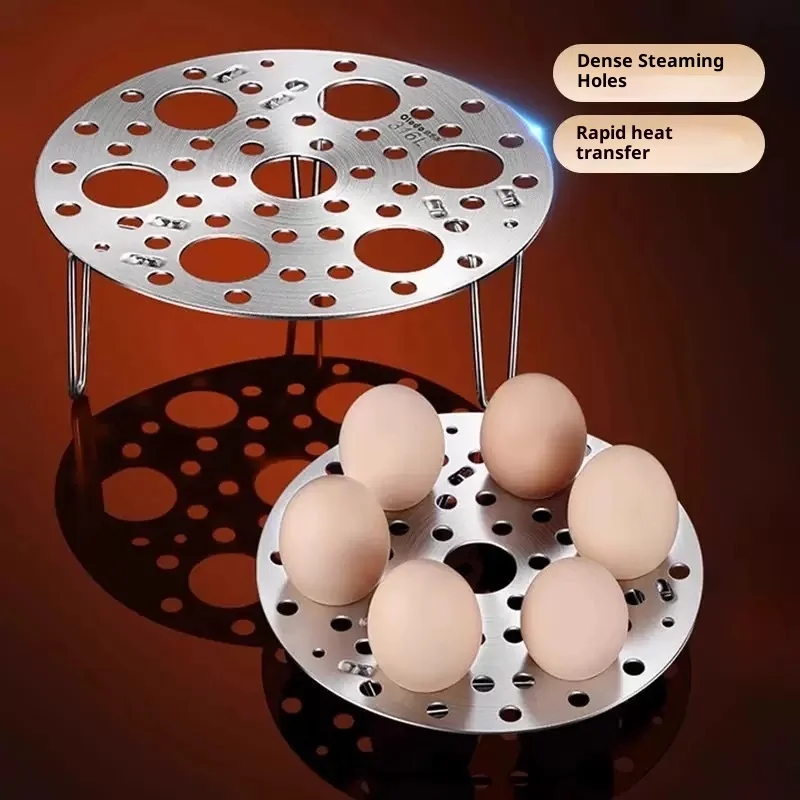 

Stainless Steel round Steamer Dish Egg Steamer Rack High-Rise Thickened Foldable Steaming Basket Kitchen Accessory