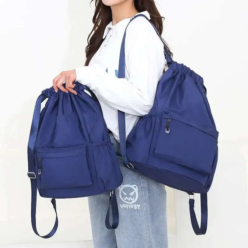 

Lightweight Minimalist Sports Backpack Drawstring Solid Color Large Capacity Basketball Storage Bag with Logo Print S Size