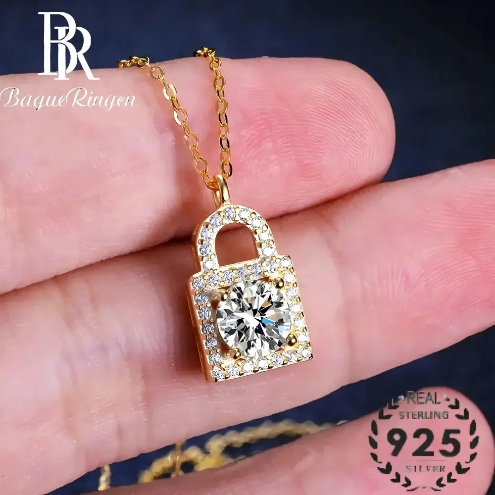 

BR 1CT Moissanite Necklace Heart Lock & Key Pendant Stylish New Design for Women D VVS1 Simple Luxury Fine Jewelry Fine Gift