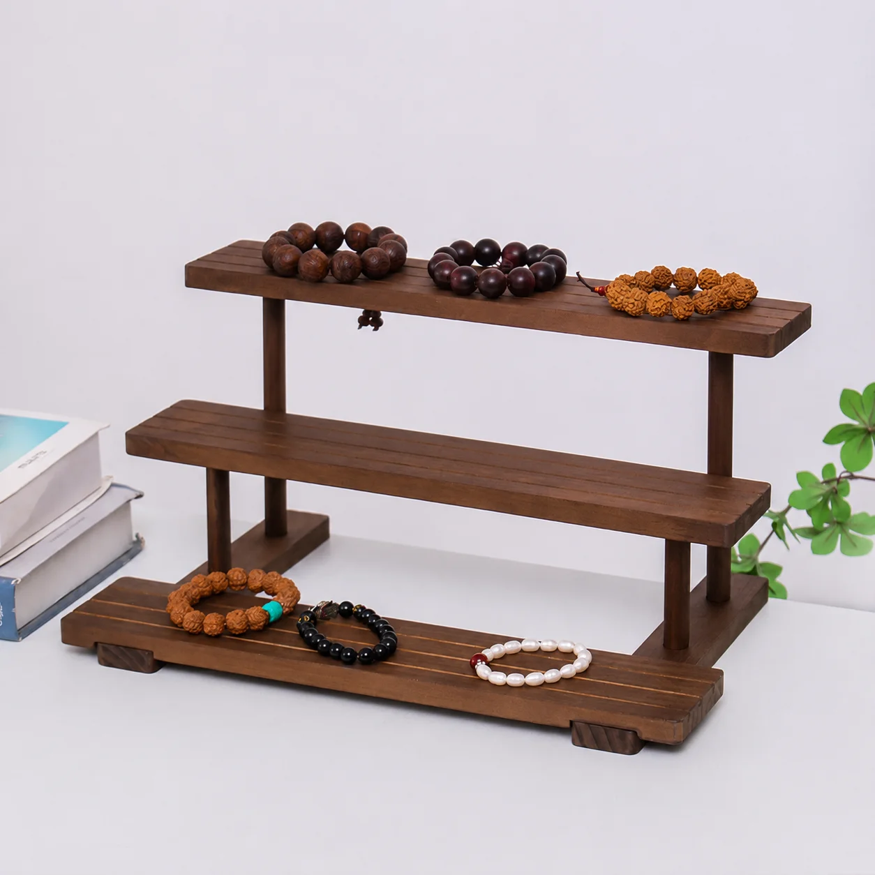 Wooden Storage Rack Hand-held Storage Rack Doll Organizer Jewelry Manicure Cards Jewelry Display Rack