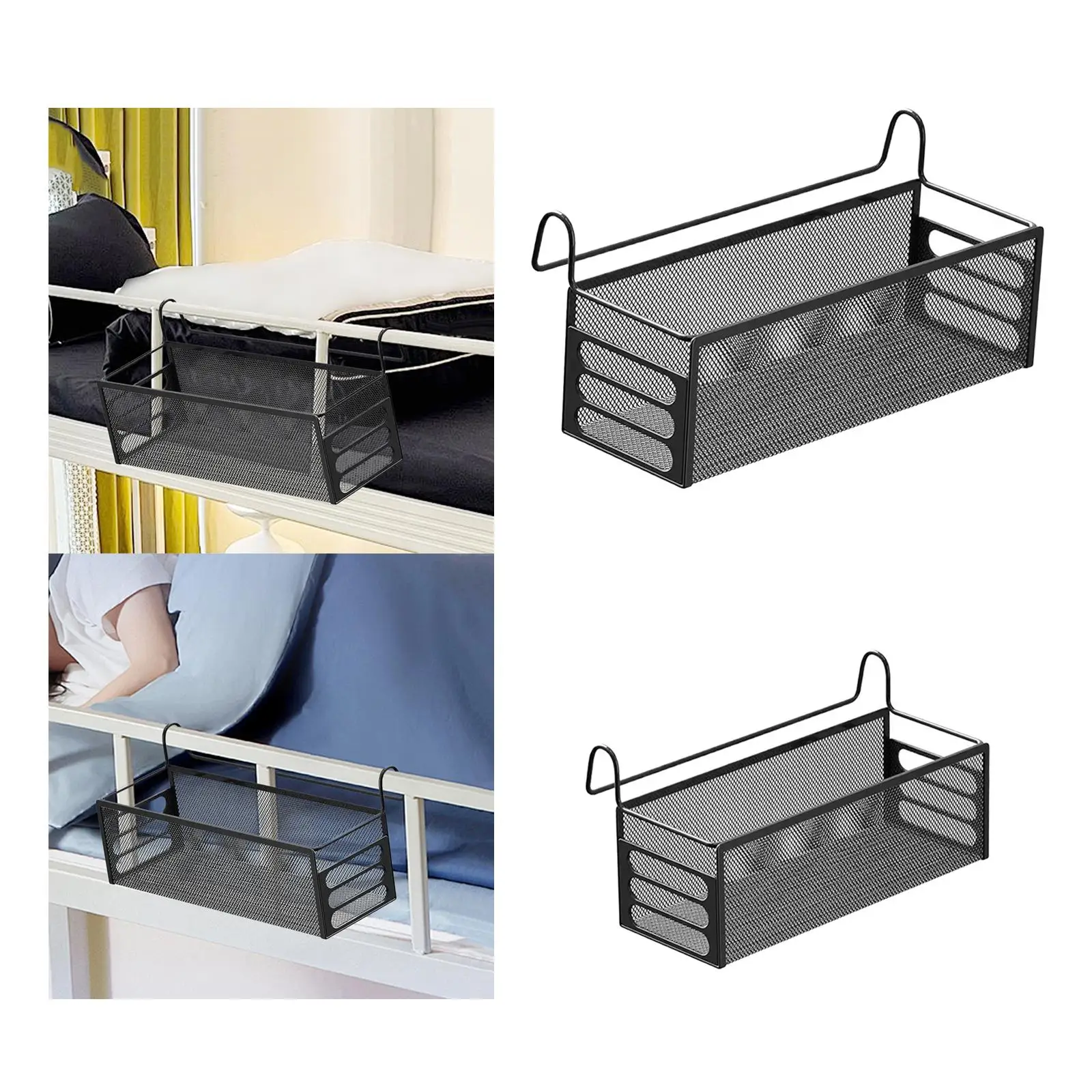 Metal Mesh Hanging Storage Basket Practical Organizer Rack for Bedside Under Be…
