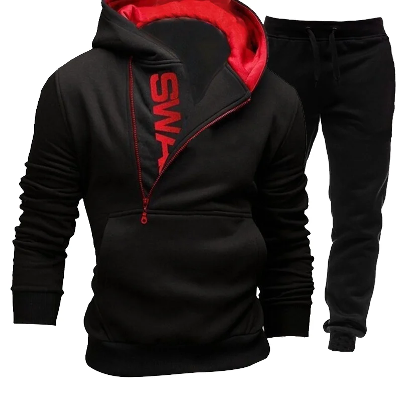 Treino masculino pulôver hoodie e calças conjuntos para homem jogging sweatsuit