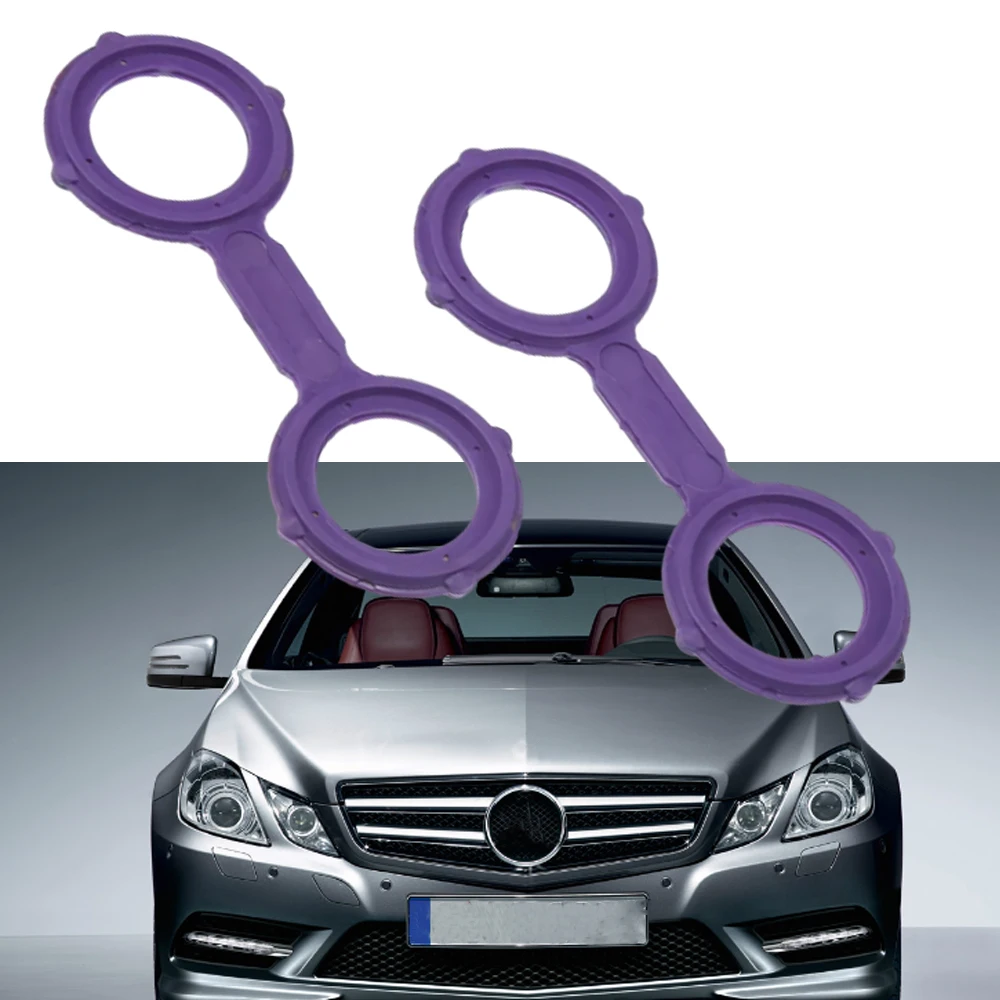 2Pcs Engine Oil Cooler Seal For Mercedes-Benz A6421880580 6421880480 7.5*2.8cm / 2.95*1.10inch Purple Rubber Material Auto Parts