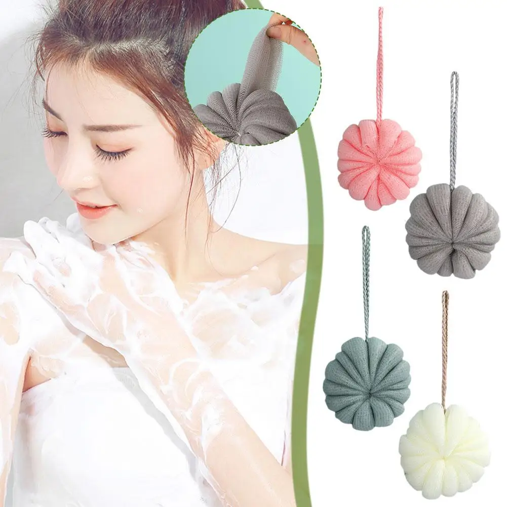 1ชิ้น mandi Bola ฟักทองนิ่มและน่ารักดอกไม้ลอยน้ำถูลูกบอลดอกไม้หลังอาบน้ำที่ขัดผิวอาบน้ำของใช้จำเป็นในการอาบน้ำ C8F3ทุกวัน