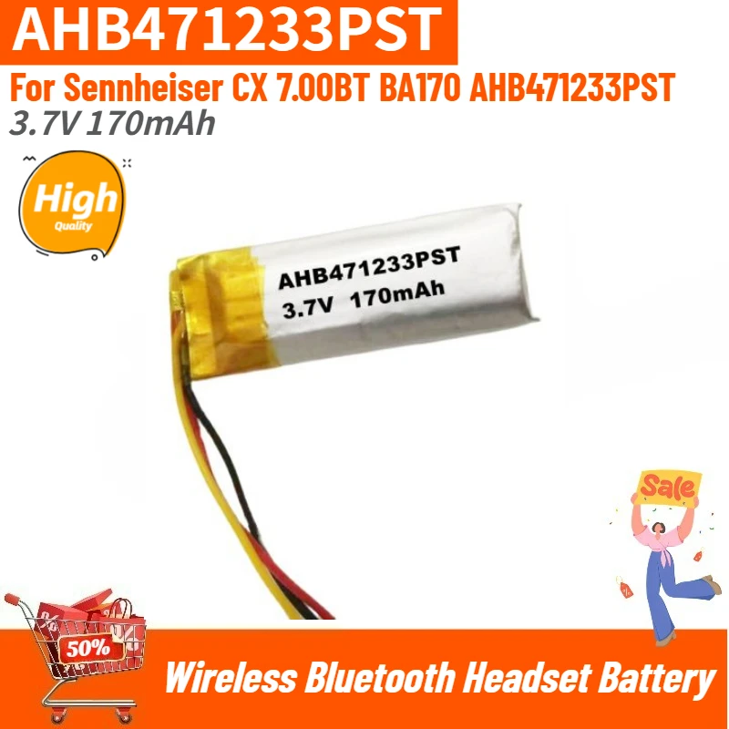 

100% New AHB471233PST High Quality Battery 3.7V 170mAh for Sennheiser CX 7.00BT BA170 AHB471233PST Wireless Bluetooth Headset