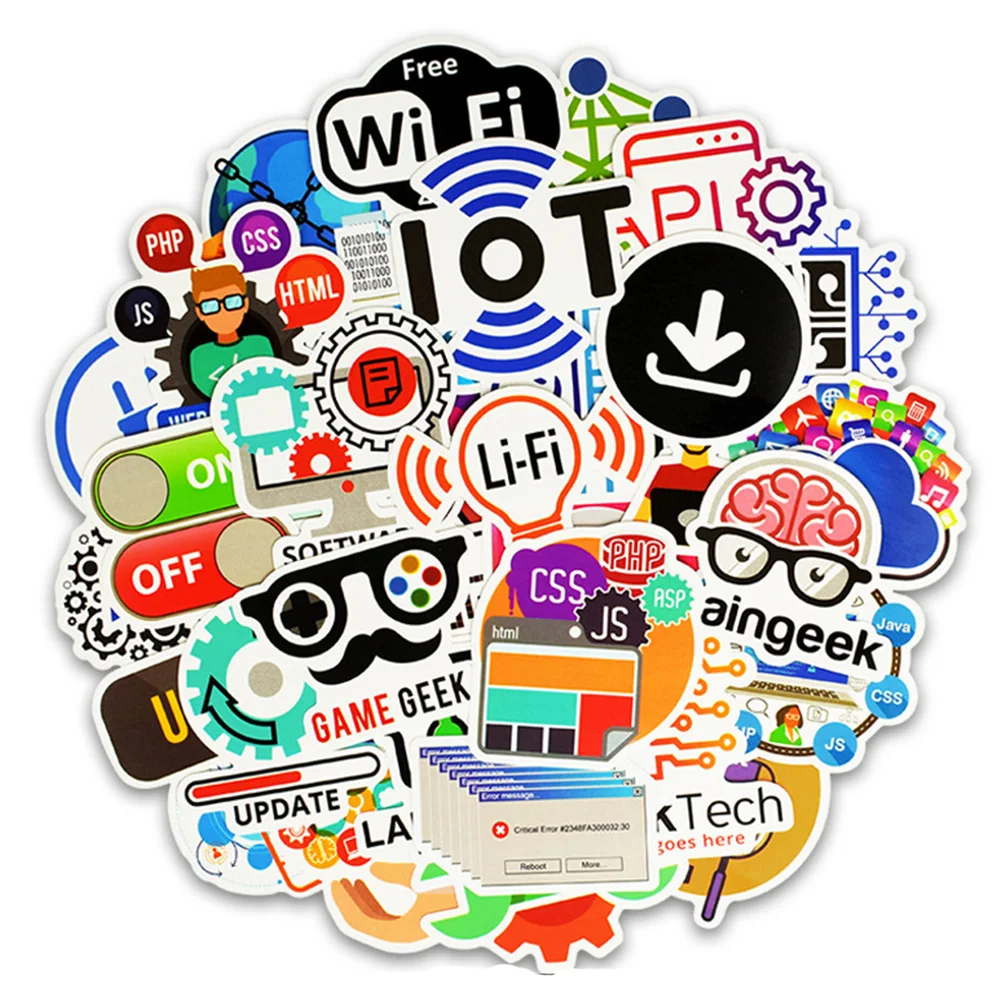 10/30/50pcs Cartoon Programming Cool Stickers Software Programmer Decals DIY Laptop Phone Notebook PC Graffiti Sticker for Kids