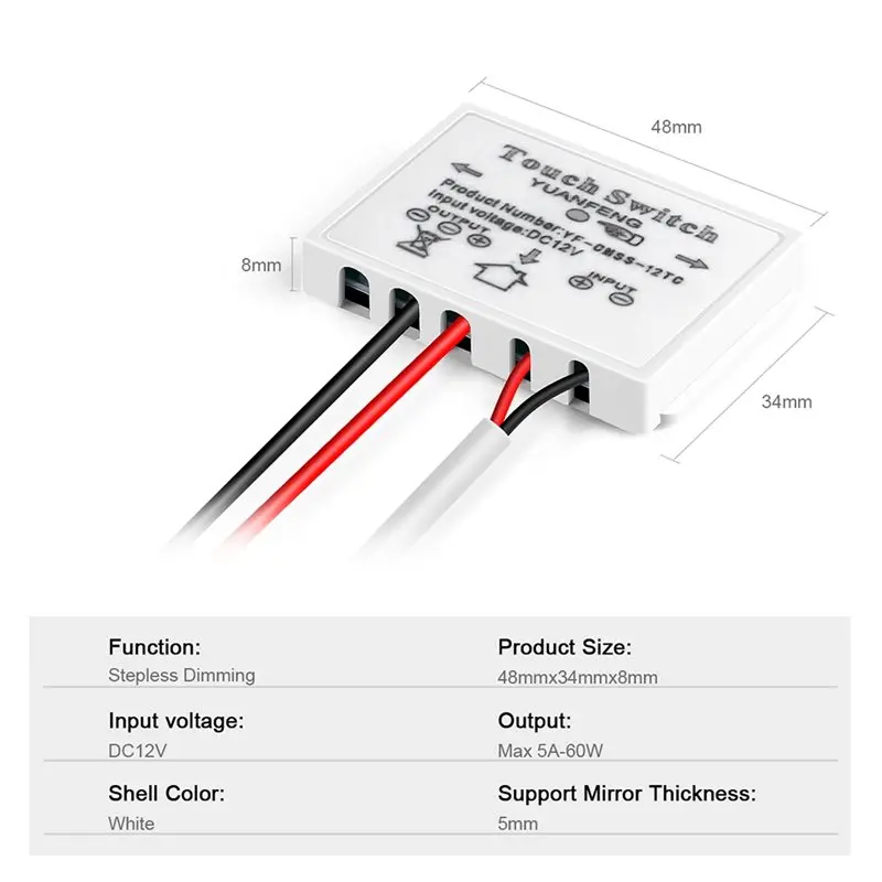 ABSJ-LED اللمس الاستشعار DC12V عكس الضوء LED اللمس مفتاح مستشعر سطوع للحمام مرآة لوضع مساحيق التجميل