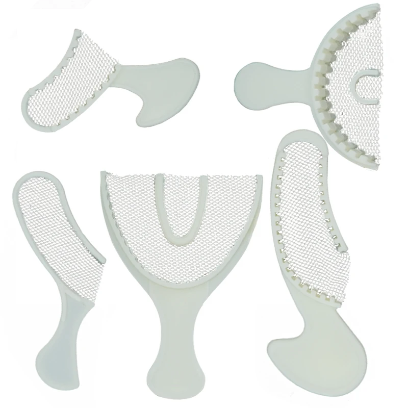 5pcs / Set Disposable Bite Impression Tray With Net Dental Plastic Bite Registration Trays Holder Oral Care Treatment Teeth Tool