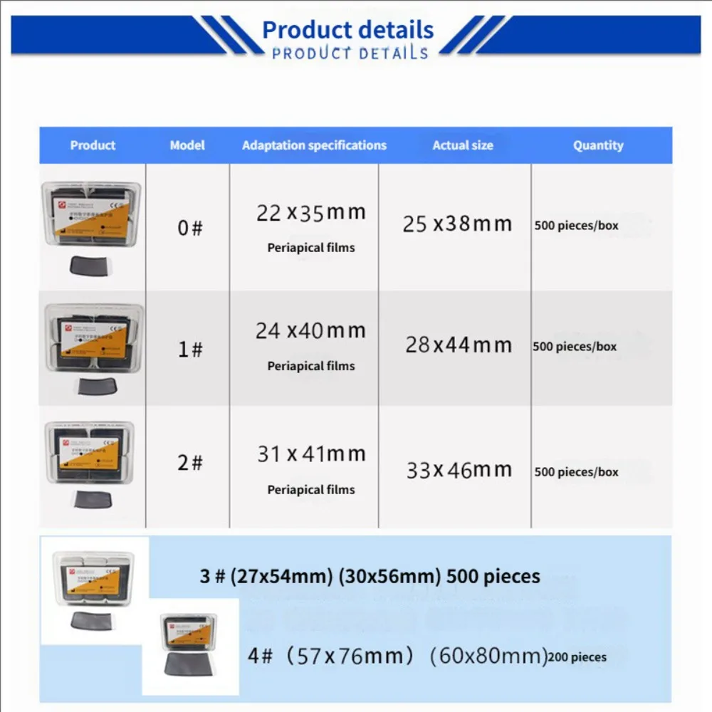 Size 0 1 2 3 4 Disposable Dentist X-ray Film Barrier Envelopes Digital Scan Phosphor Plate Protective Pouch Cover Bags