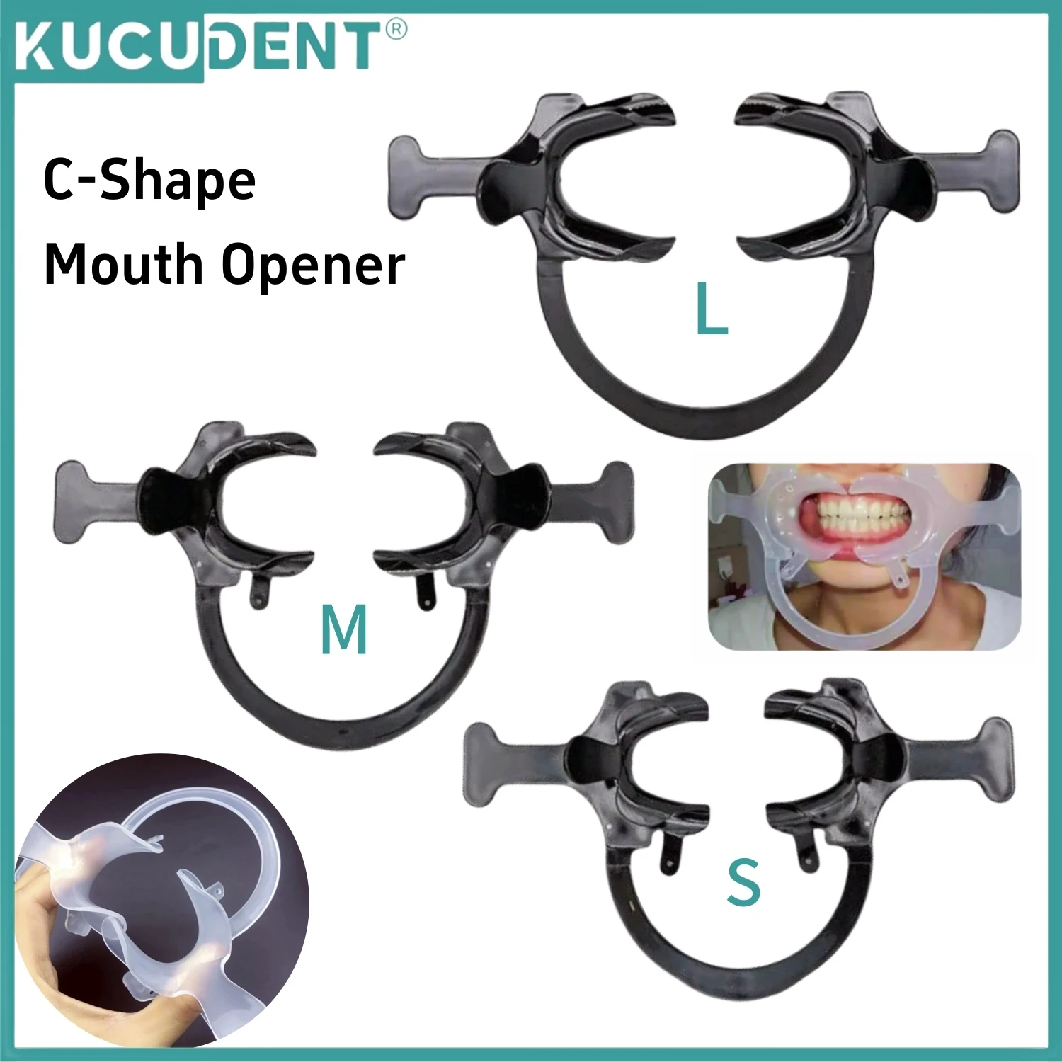 KUCUDENT Tandheelkundige C-type mondopener plastic orthodontische expander tand intraorale lip-wangretractor met handvat tandheelkundetool