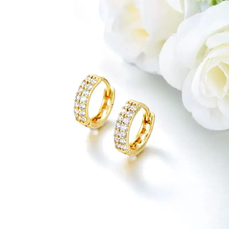 XP Jewlery--- 14 k Light Gold Plated Zircon Hoop Earrings for