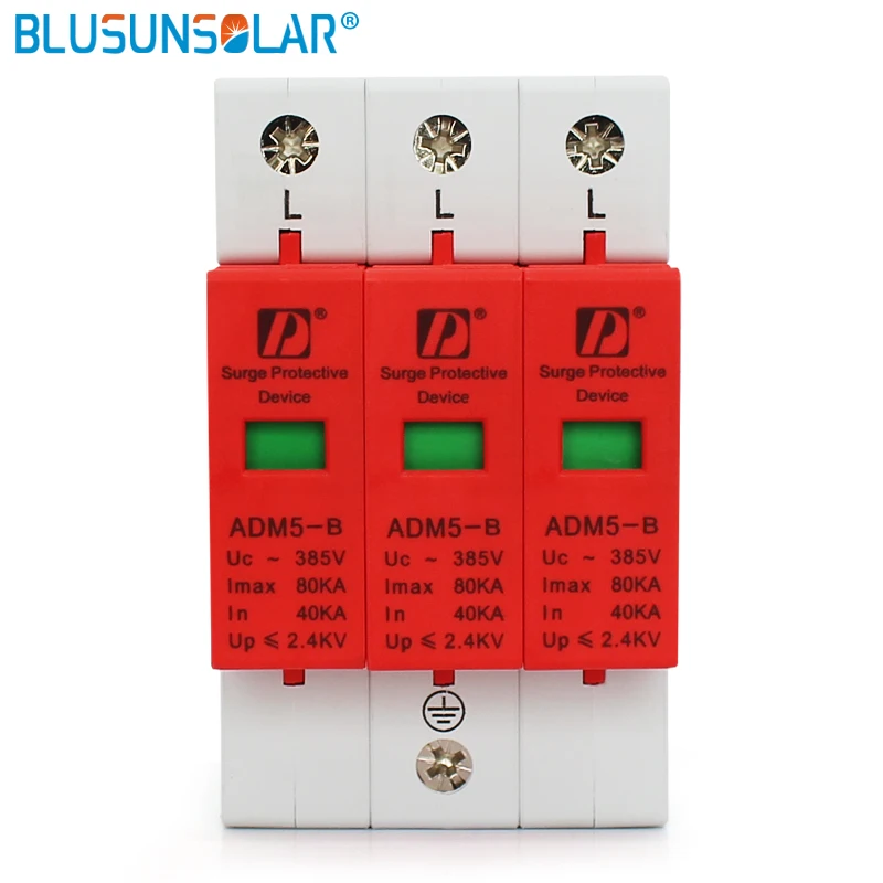 

50 pieces lot Din Rail 35mm High Quality Lightning Surge 80KA 3P (3P+N) 385V Power Surge Protective Device