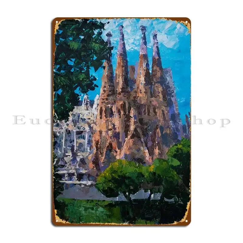 Barcelona Gaudi Metal Sign Pub Wall Cave Club Bar Designing Create Tin Sign Poster