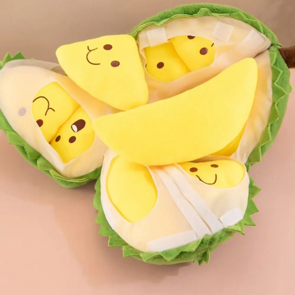 Fluffy Detachable Durian Plush Toy Soft Collection Fruit Durian Plush Pillow Cute Cartoon Peeling Durian Plush Doll