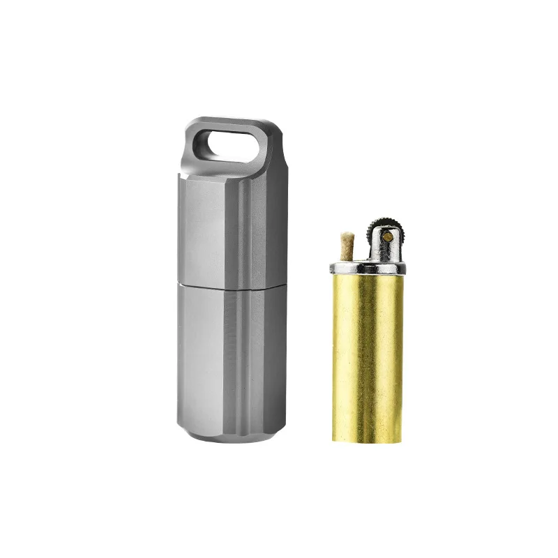 Titanium Alloy Mini Lighter Waterproof EDCColor Sealed Travel Pill Portable Storage Box