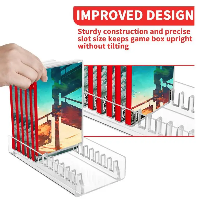 12 Slots Acrylic Game Storage Organizer Stand For Nintendo Switch Game Card Case, Upgraded Switch Game Display Holder