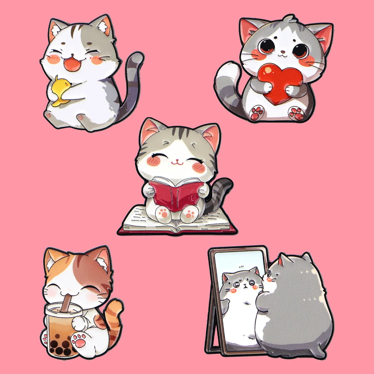 Niedliche dicke Katzen Emaille Pins Cartoon Tiere Brosche Anstecknadel Abzeichen auf Rucksack Kleidung Accessoires Modeschmuck Freunde Geschenke