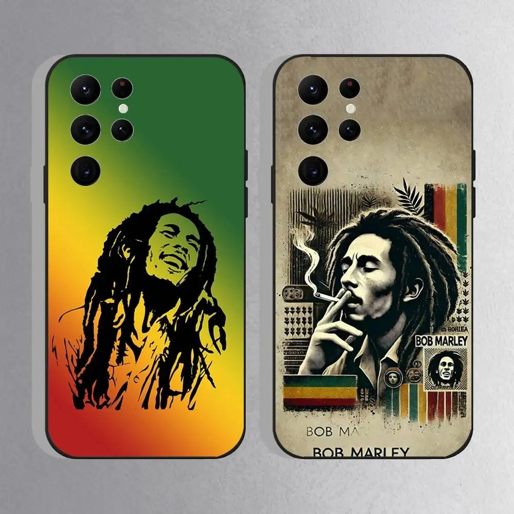 

Bob Marley Rasta Lion Phone Case For Samsung S25,S24 Ultra,S20,S30 plus,S22 Plus,S23,Ultra 5G Silicone Black Shell