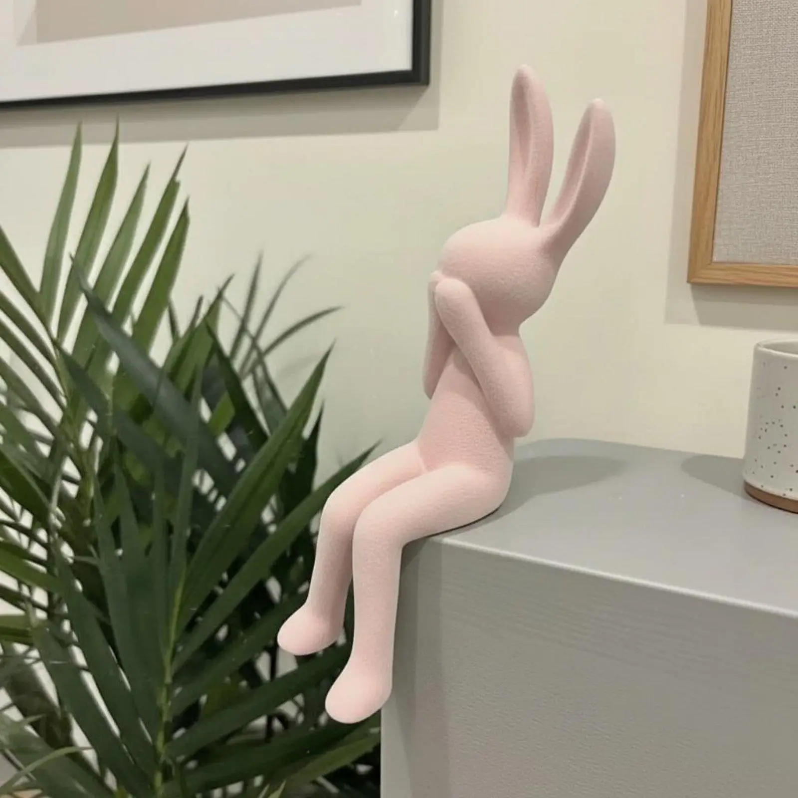 Resin Figurine Macaron Color Sitting Bunny Decorative Figurine Interior Figurine for Home Decoration