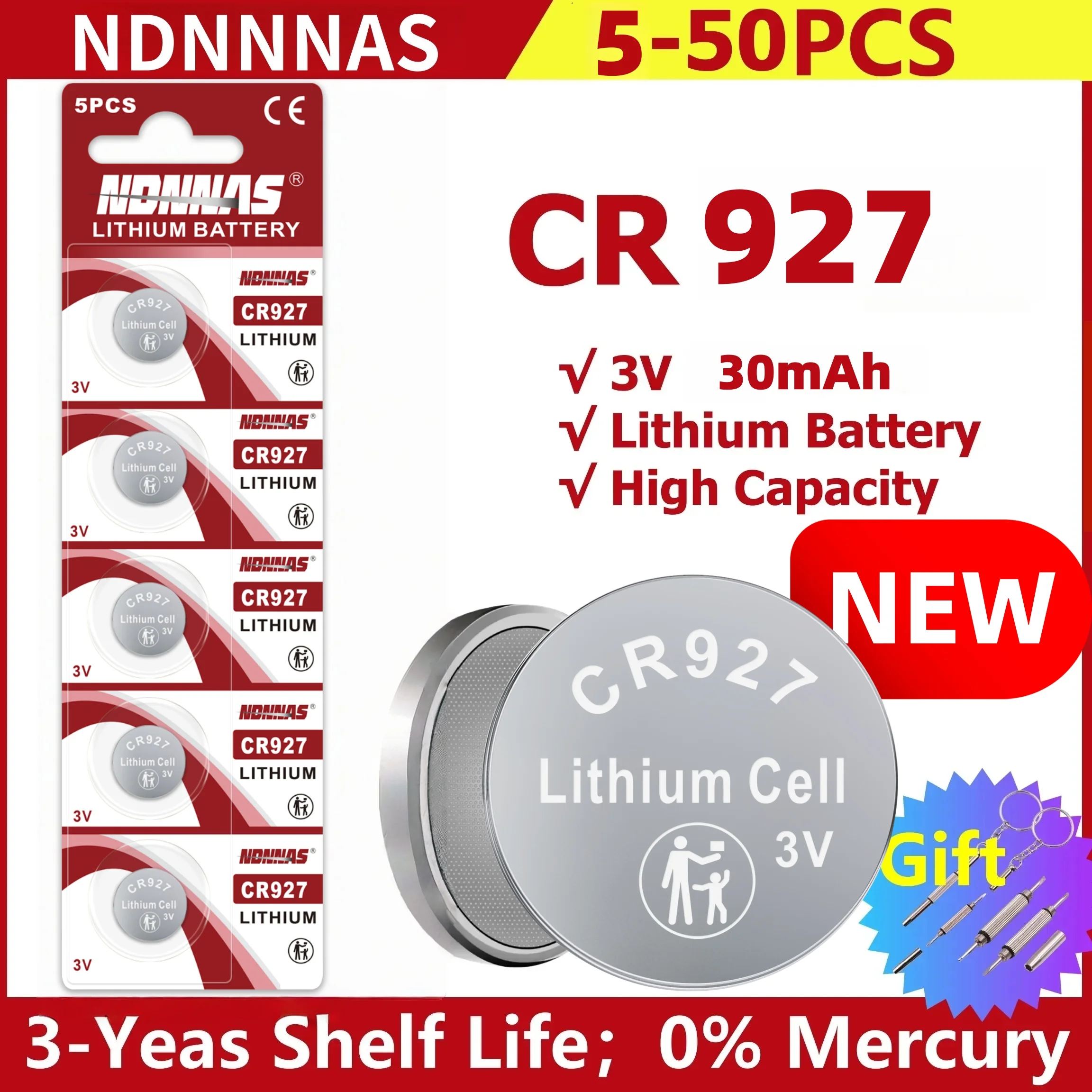 CR927 Battery CR 927 3V Lithium Battery DL927 BR927 LM927 ECR927 for Watch Car Remote Control Clock Electric Toy Button Cell
