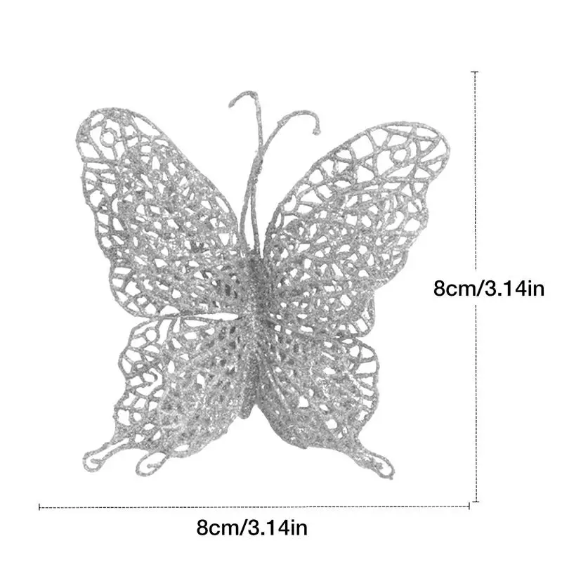 Butterfly Christmas Ornament Glittery Butterfly Clips For Tree Decorations Sequins Butterfly Clips For Table Studying Room